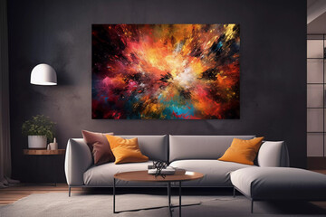Living room with abstract painting