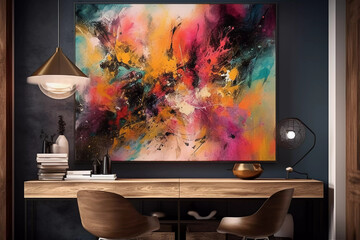 Living room with abstract painting