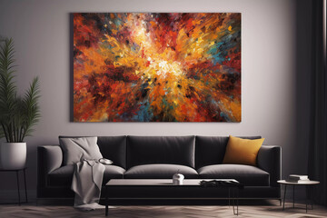 Modern living room with abstract