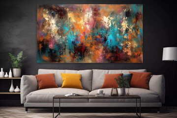 Modern living room with abstract