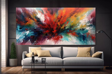 Modern living room with abstract