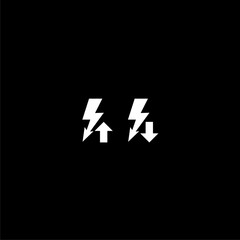 Obraz premium Energy reduction rising or falling icon isolated on dark background