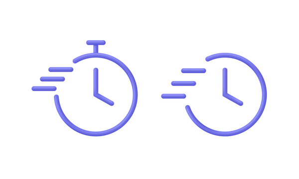 Quicktime icon. Stop watch symbol, time period concept, opening hours, fast timely delivery.
