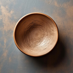 wooden bowl on wooden table, generative ai
