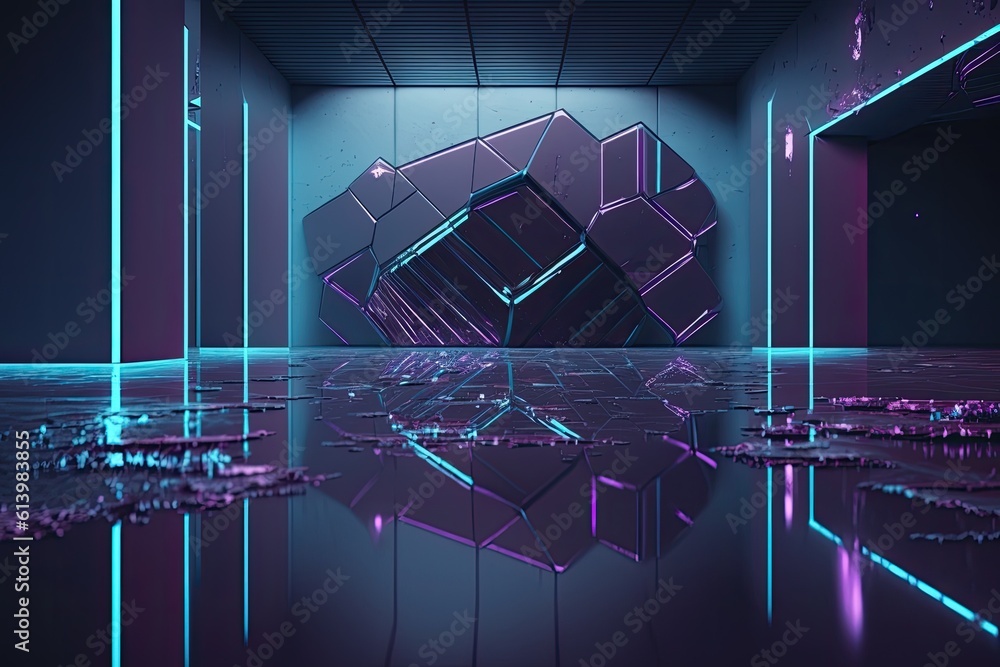 Poster spacious room with a large mirror as the focal point. generative ai