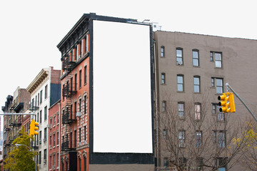 Blank billboard in an urban setting.