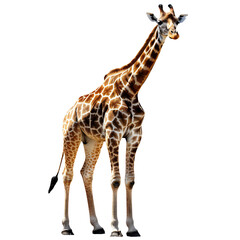 Standing giraffe looking in camera cut out. Generative ai art