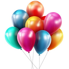 Party balloons happy birthday decoration colorful multicolored. Isolated generative ai cut out