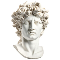 Gypsum statue of man's head isolated. generative ai art cut out