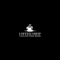 Coffee shop logo template isolated on dark background