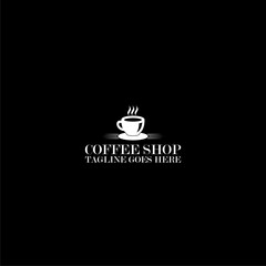 Coffee shop logo template isolated on dark background