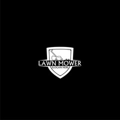 Lawn Mower Logo Template isolated on dark background