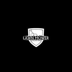 Lawn Mower Logo Template isolated on dark background
