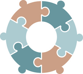 Infographic Pie Flow Chart Jigsaw Puzzle Cycle Diagram 6 Sections