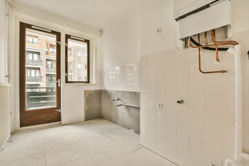 an empty bathroom with no one person in the room, and there is not visible on the wall or floor