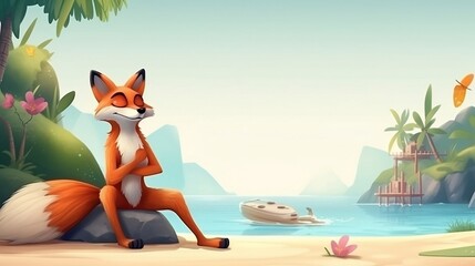 Obraz na płótnie Canvas fox on the beach