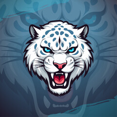 Snow Leopard: Badge and Emblem Illustration for T-Shirt Printing with a Contemporary Twist