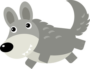 cartoon scene with wolf running on white background illustration for kids