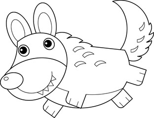 cartoon scene with wolf running on white background illustration for kids