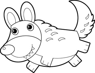 cartoon scene with wolf running on white background illustration for kids