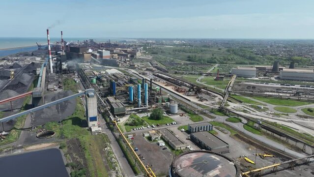 Steel factory and flaring, industrial process and facility.