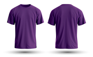 plain purple t-shirt mockup template, with views, front and back, isolated on transparent background, generative ai - obrazy, fototapety, plakaty