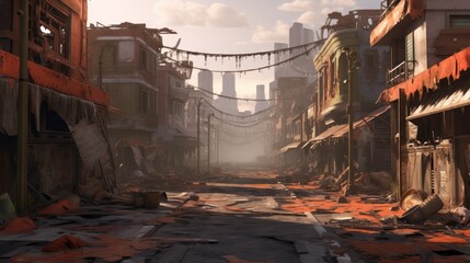 Fototapeta na wymiar Survival City Game Environment Art