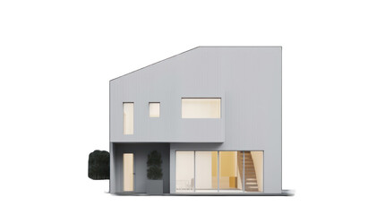 Modern house isolated on transparent or white background. 3d rendering