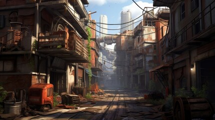 Fototapeta na wymiar Survival City Game Environment Art