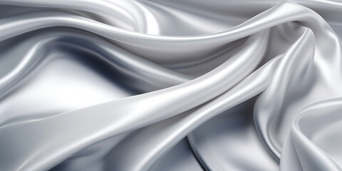 silver colored bright fabric like satin as background 
