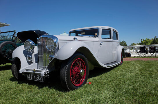 Hershey, PA, USA-June 12, 2016: 1934 Bentley 3.5-Litre Sports Saloon by Barker on display.  It is the only known Bentley sports saloon with Barker coachwork.
