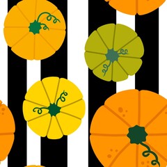 Cartoon autumn harvest seamless Halloween pumpkins pattern for wrapping paper and fabrics and linens