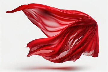 Abstract background of red wavy silk isolated on white. Generative AI
