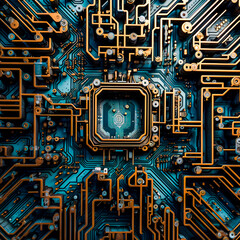 Fototapeta premium Intricate Circuit Board Maze - generative ai