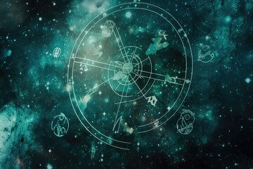 Zodiac signs in space. Horoscope and astrology concept. Generative AI