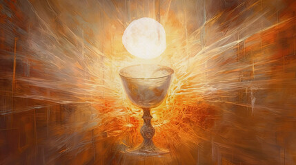 Eucharist. Christian background. Painting illustration, generative ai. - obrazy, fototapety, plakaty