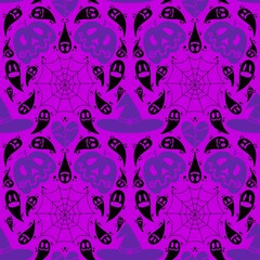 Halloween cartoon geometric seamless monster pattern for fabrics and textiles and packaging and wrapping paper