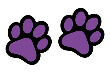 PET PAW WITH BLACK BORDER AND VIOLET FILL, PNG