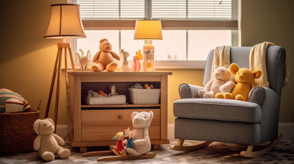Timeless Comfort: Classic Baby Nursery with Traditional Furnishings and Warm Rich Colors, Generative AI