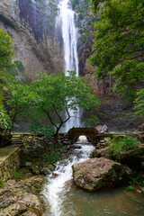 Waterfall in the Shimendong scenic area in China.