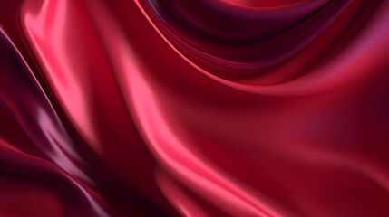 Obraz premium 4k Amazing abstract maroon curved silk texture. 3d banner dark royal red color. Oil marble trendy dynamic art with glowing effect. Wavy fluid modern deluxe background. Passion lovely banner. Romantic