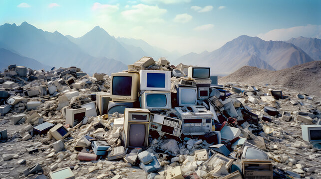 Contrasting Realities: Electronic Waste Dump in the African Wilderness - generative ai