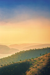 sunset over the river