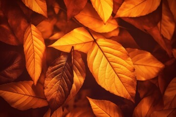 Autumn Leaves Background. Illustration AI Generative.