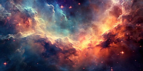 Beautiful colorful space with cloud nebula