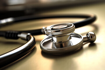 Stethoscope on the table. Generative AI