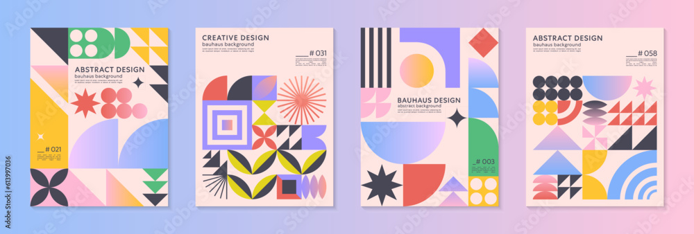 Wall mural abstract bauhaus geometric pattern backgrounds with copy space for text.trendy minimalist geometric 