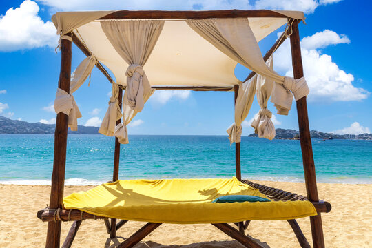 Mexico, Acapulco resort beaches and scenic ocean views near Zona Dorada Golden Beach zone.