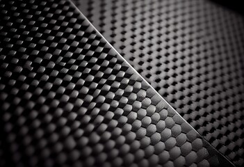 Black carbon fiber textured background. Close up. Toned. Generative AI