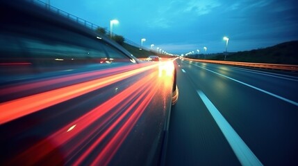 Fototapeta na wymiar a highway at night, generative AI